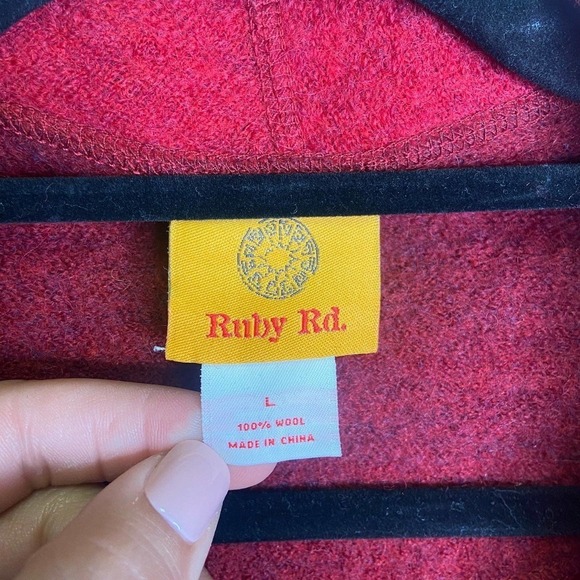 Ruby Red |‎ 100% Wool Red Blazer Jacket Large - Picture 5 of 5